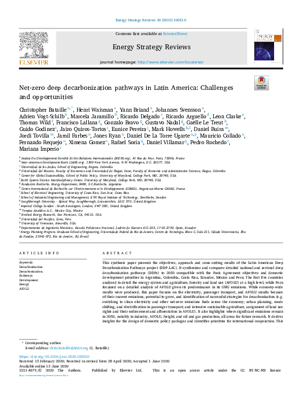(PDF) Deep Decarbonization Pathways in Latin America: Challenges and ...