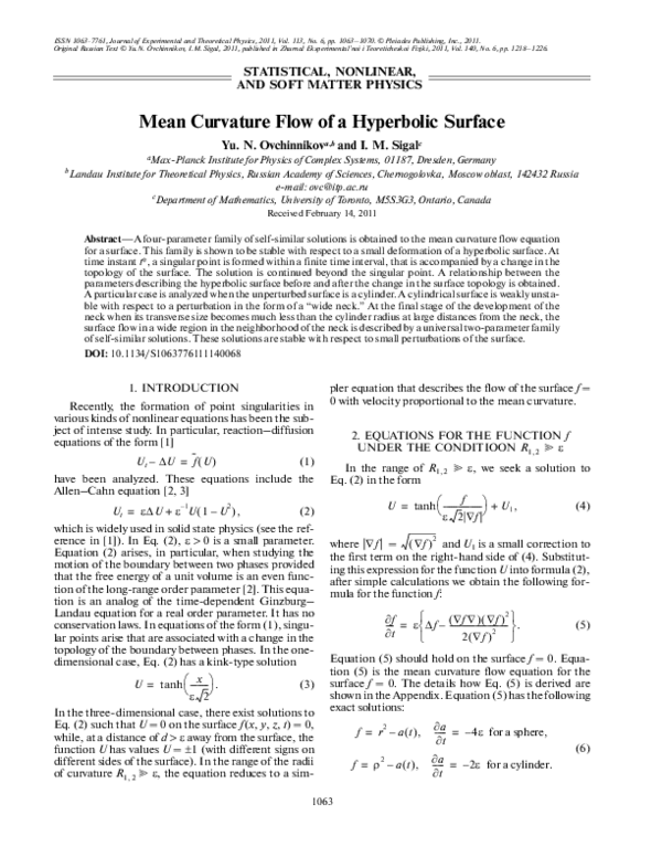 (PDF) Mean curvature flow of a hyperbolic surface