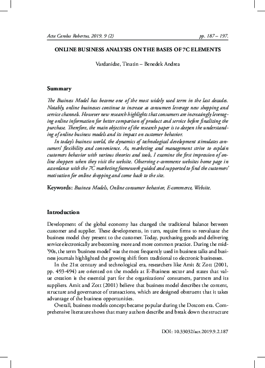 (PDF) Online business analysis on the bases of 7c elements