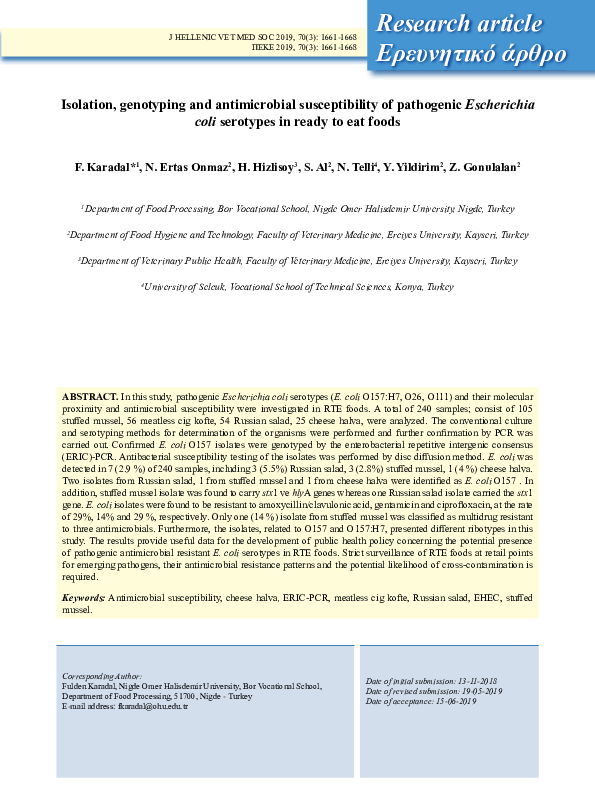 (PDF) Isolation, genotyping and antimicrobial susceptibility of ...