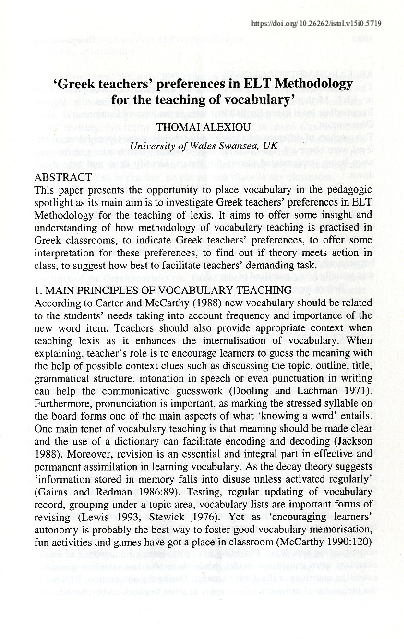 (PDF) Greek teachers' preferences in ELT Methodology for the teaching ...
