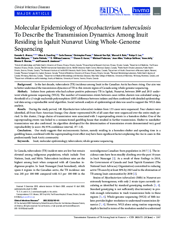 (PDF) Molecular Epidemiology of Mycobacterium tuberculosis To Describe ...
