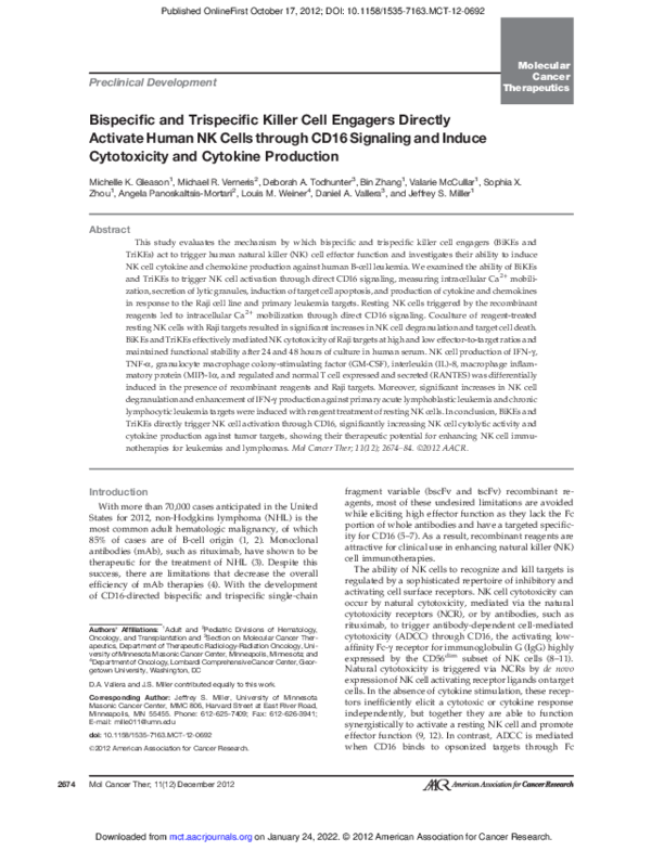 (PDF) Bispecific and Trispecific Killer Cell Engagers Directly Activate ...