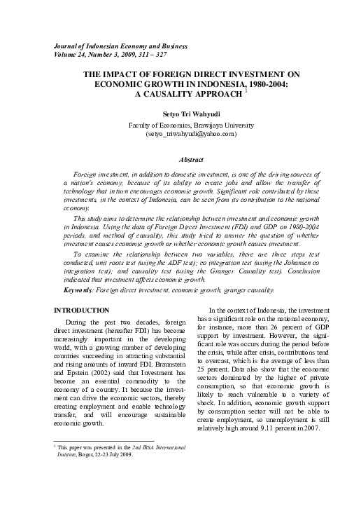 (PDF) The Impact of Foreign Direct Investment on Economic Growth in ...