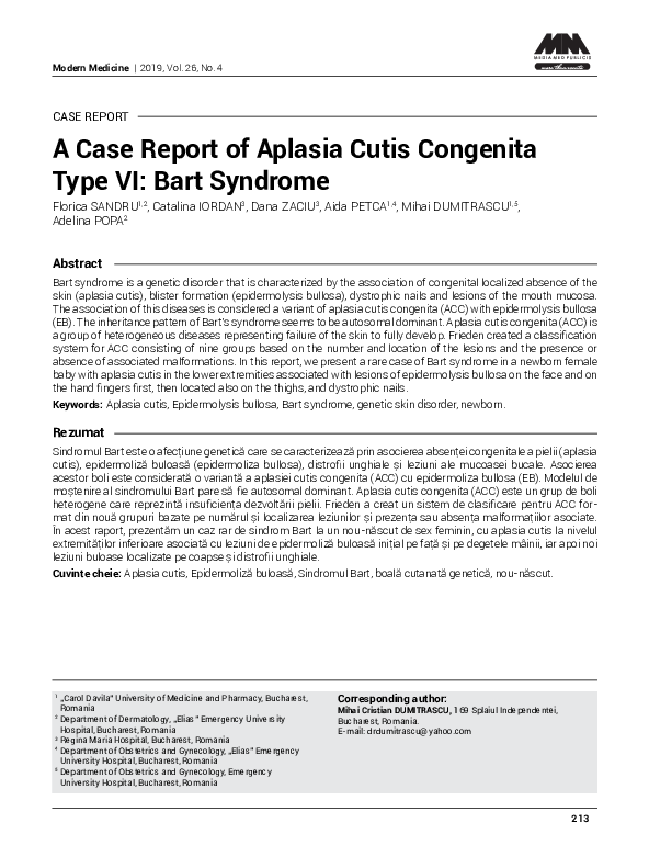 (PDF) Aplasia cutis congenita A case report and literature review