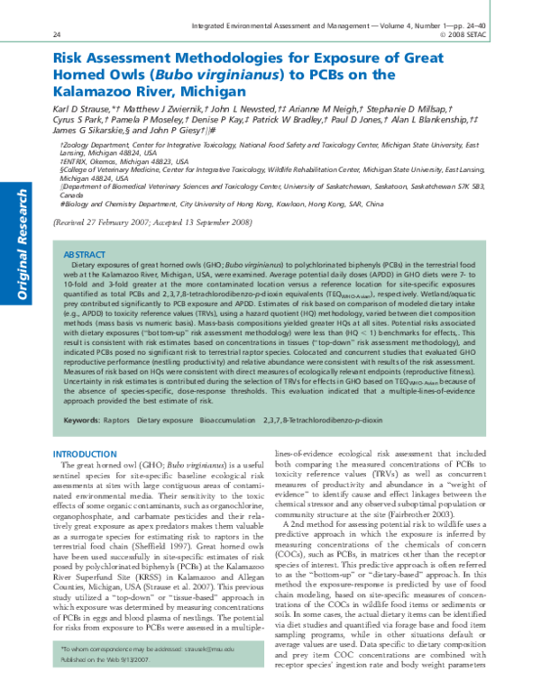 (PDF) Risk Assessment Methodologies for Exposure of Great Horned Owls ...