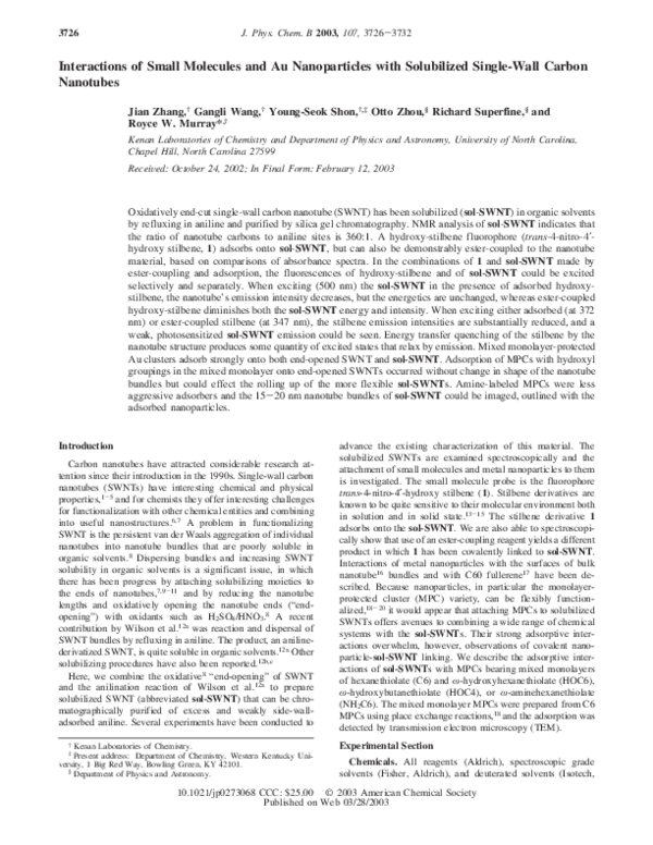 (PDF) Interactions of Small Molecules and Au Nanoparticles with ...