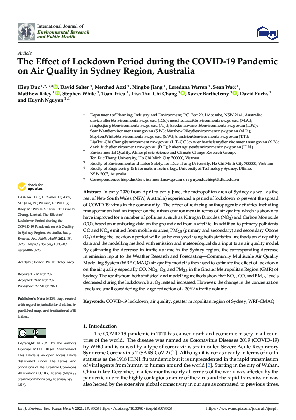 (PDF) The Effect of Lockdown Period during the COVID-19 Pandemic on Air ...