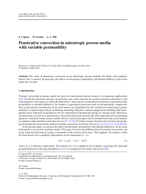 (PDF) Penetrative convection in anisotropic porous media with variable ...