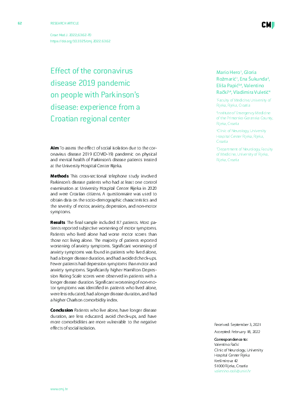 (PDF) Effect of the coronavirus disease 2019 pandemic on people with ...