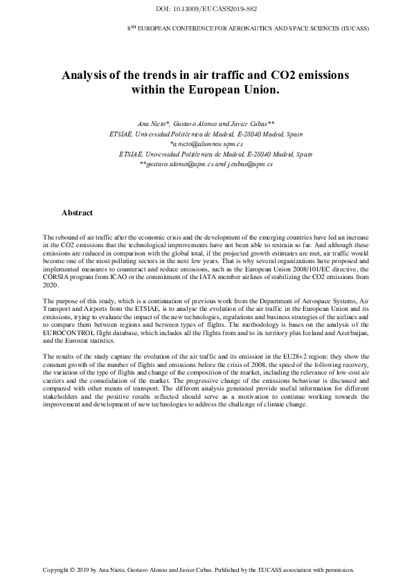 (PDF) Analysis of the Trends in Air Traffic and CO2 Emissions Within ...