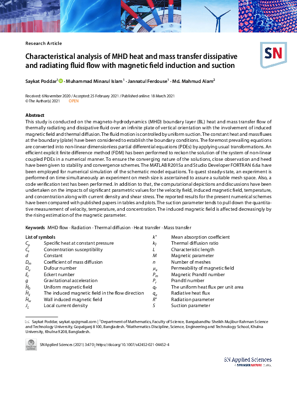 (PDF) Characteristical analysis of MHD heat and mass transfer ...