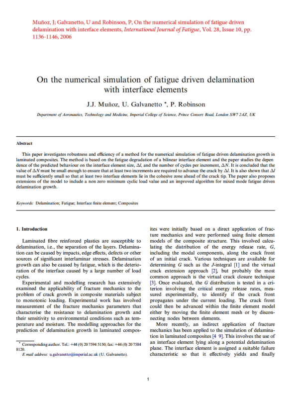 (PDF) On the numerical simulation of fatigue driven delamination with ...
