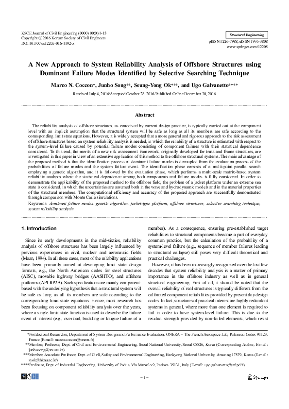 (PDF) A new approach to system reliability analysis of offshore ...