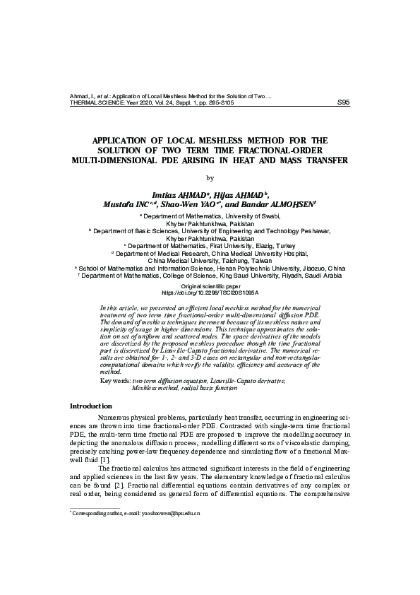 (PDF) Application of local meshless method for the solution of two term ...