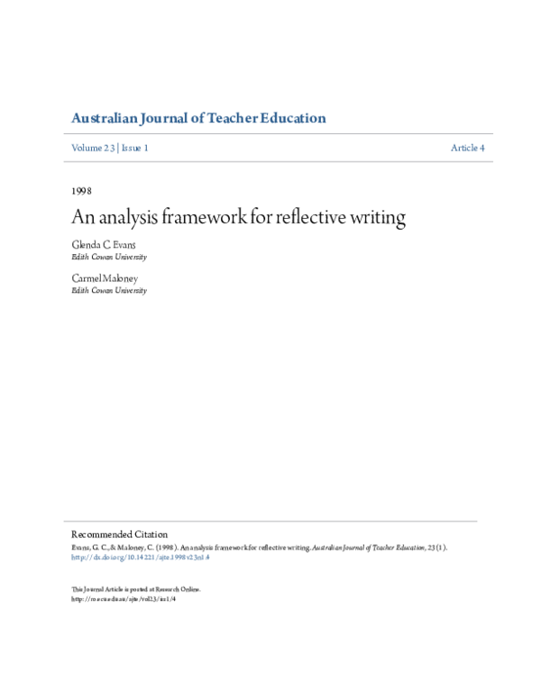 (PDF) An analysis framework for reflective writing