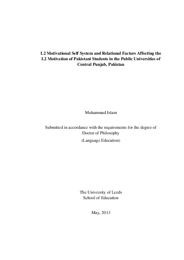 (PDF) The L2 Motivational Self System and National Interest: A ...