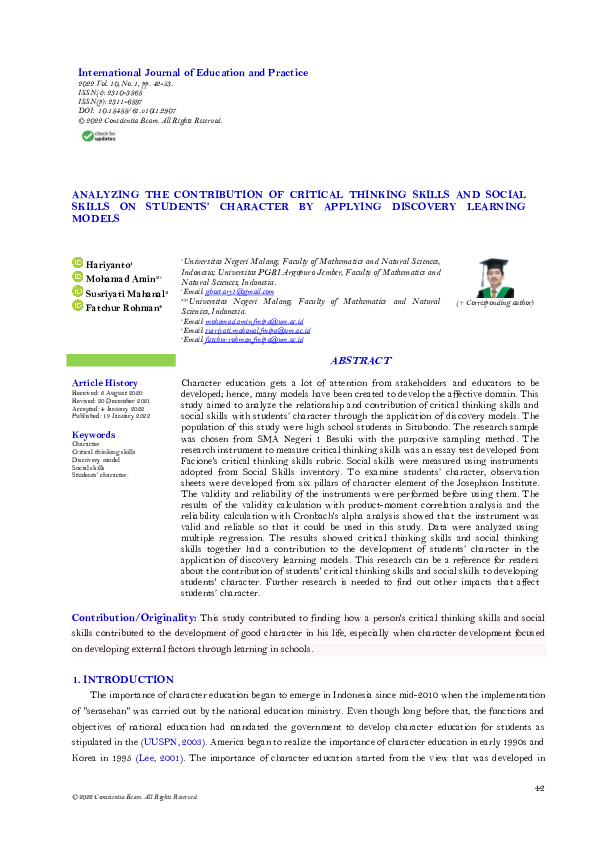 (PDF) Analyzing the Contribution of Critical Thinking Skills and Social ...