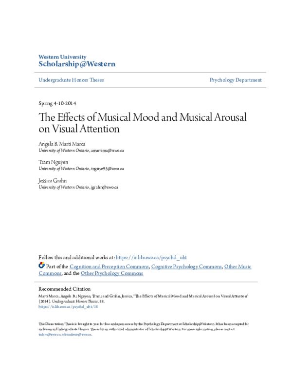 (PDF) The Effects of Musical Mood and Musical Arousal on Visual Attention