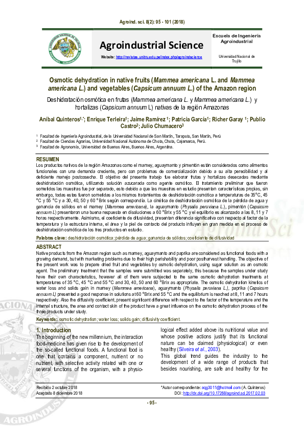(PDF) Osmotic dehydration in native fruits (Mammea americana L. and