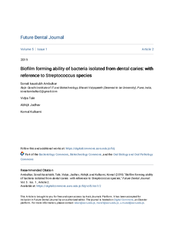 (PDF) Biofilm forming ability of bacteria isolated from dental caries ...