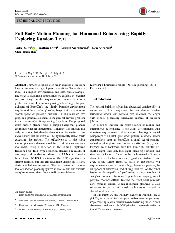 (PDF) Full-Body Motion Planning for Humanoid Robots using Rapidly ...