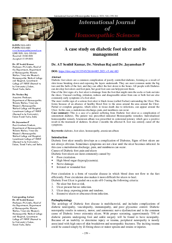 (PDF) A case study on diabetic foot ulcer and its management