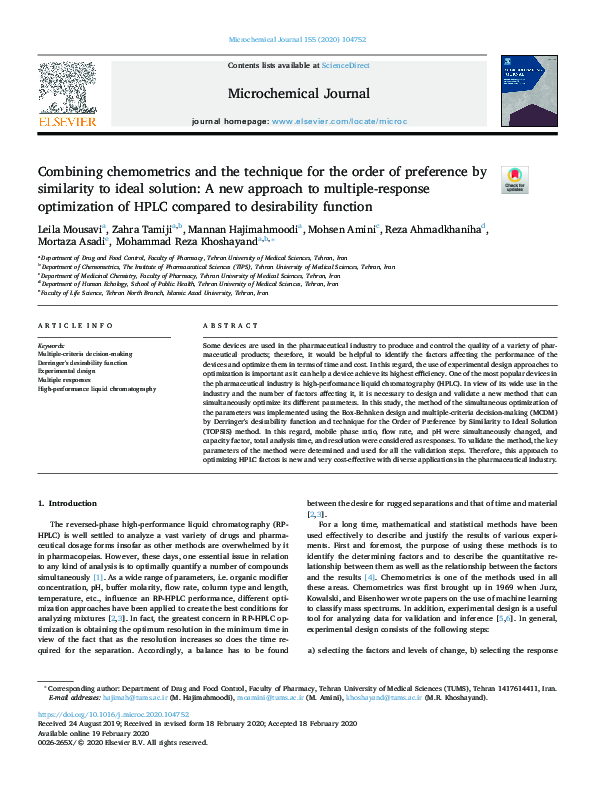 (PDF) Combining chemometrics and the technique for the order of ...