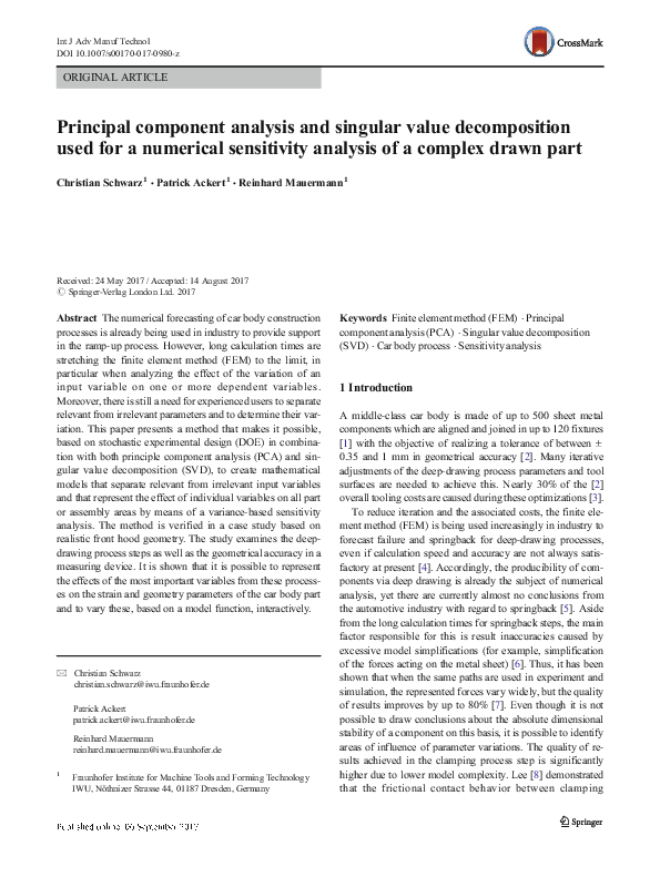 (PDF) Principal component analysis and singular value decomposition ...