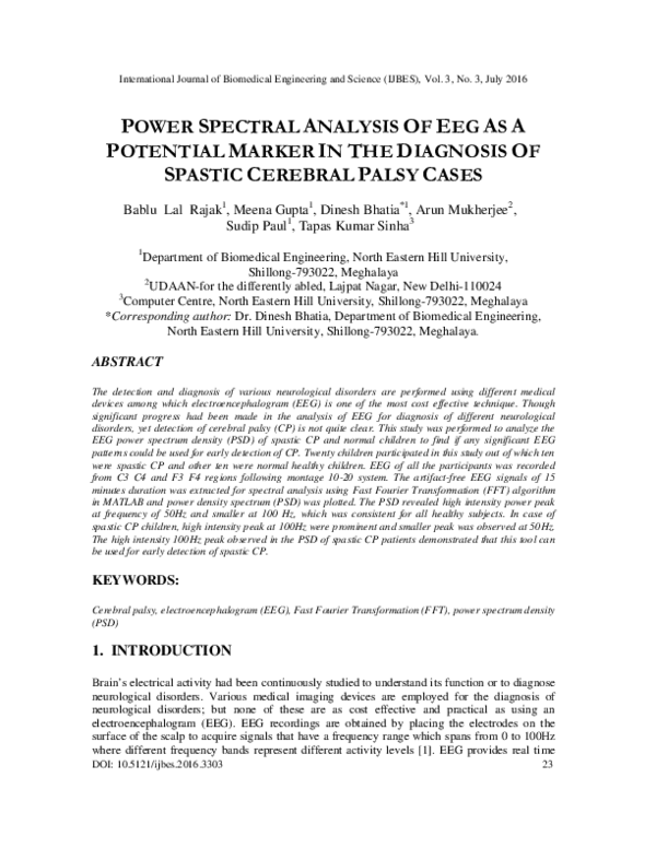 (PDF) Power Spectral Analysis of EEG as a Potential Marker in the ...