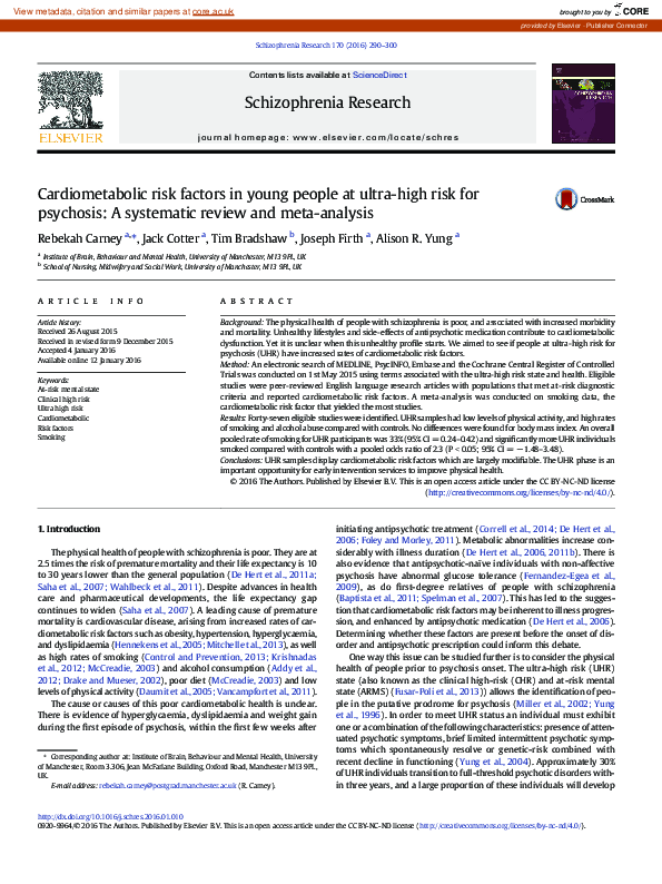 (PDF) Cardiometabolic risk factors in young people at ultra-high risk ...