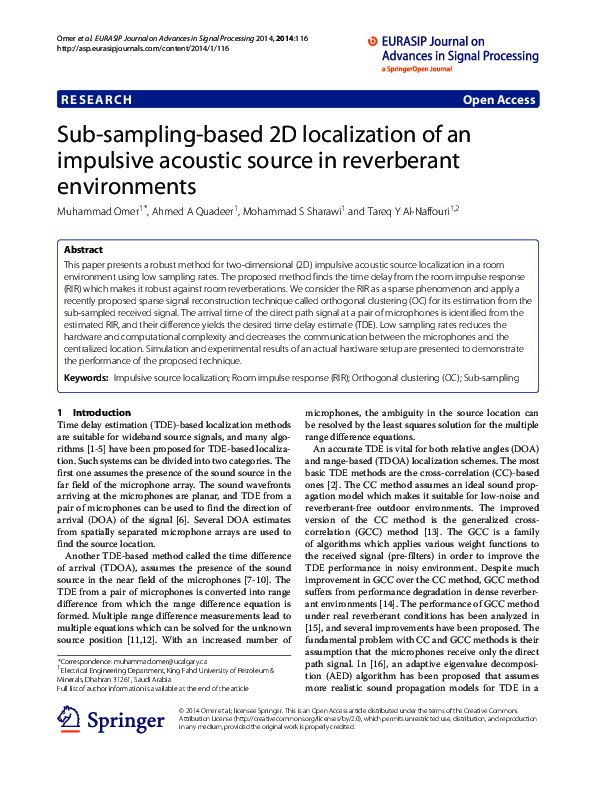 (PDF) Sub-sampling-based 2D localization of an impulsive acoustic ...