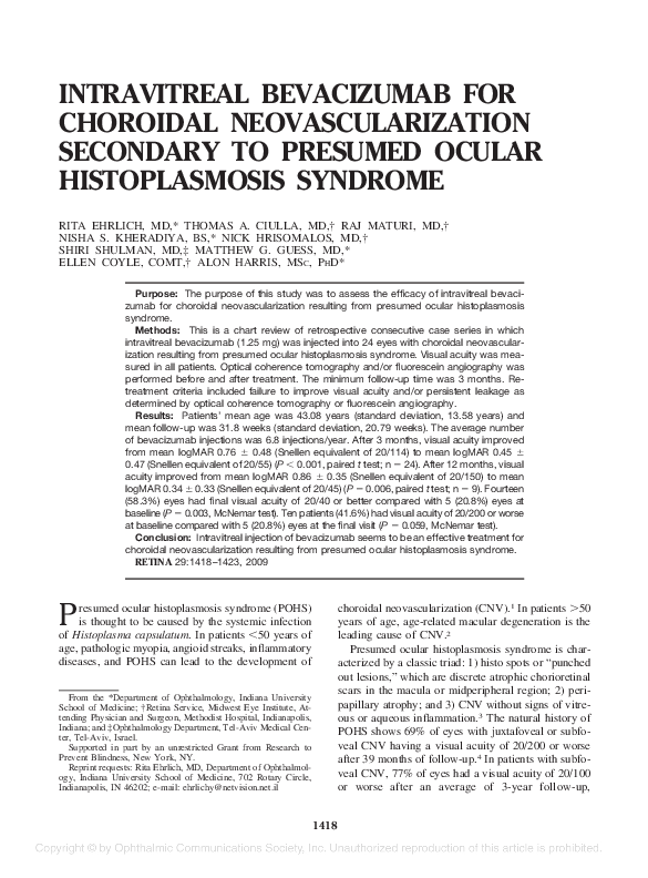 (PDF) Intravitreal bevacizumab for choroidal neovascularization ...