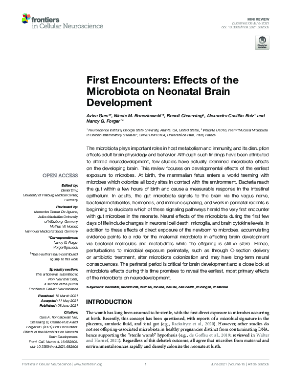 (PDF) First Encounters: Effects of the Microbiota on Neonatal Brain ...