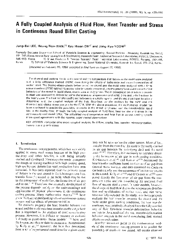 (PDF) A Fully Coupled Analysis of Fluid Flow, Heat Transfer and Stress ...