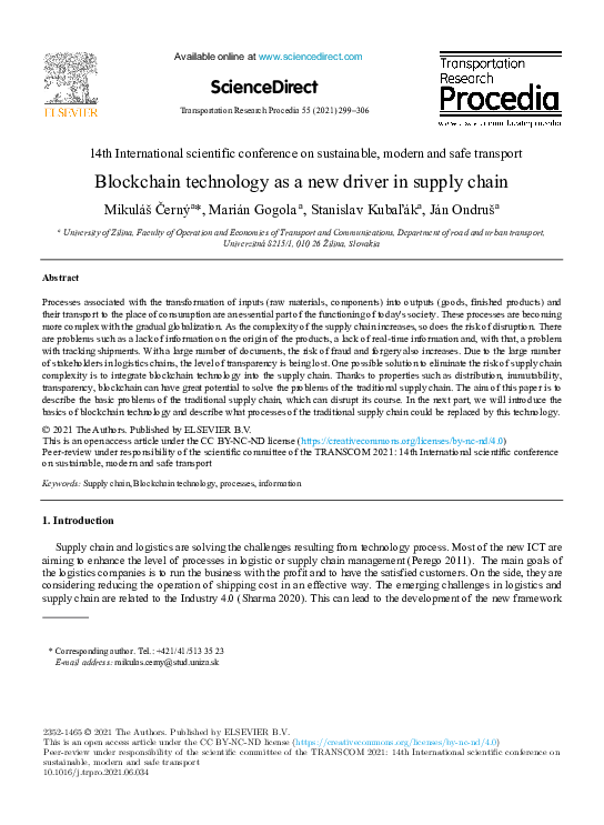 (PDF) Blockchain technology as a new driver in supply chain