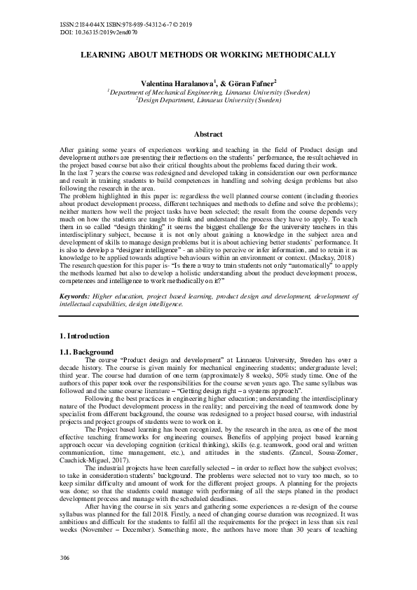 (PDF) Learning About Methods or Working Methodically
