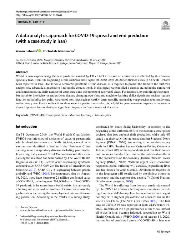 (PDF) A data analytics approach for COVID-19 spread and end prediction ...