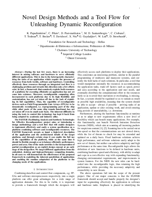 (PDF) Novel design methods and a tool flow for unleashing dynamic ...