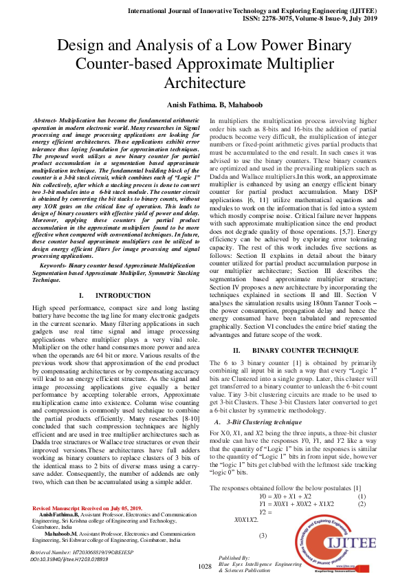 (PDF) Design and Analysis of a Low Power Binary Counter-based ...