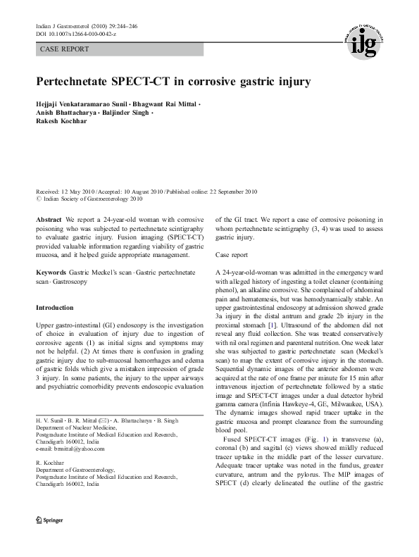 (PDF) SPECTCT in corrosive gastric injury Rakesh