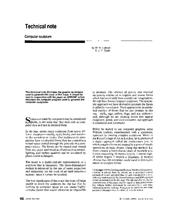 (PDF) Computer sculpture [Technical note]