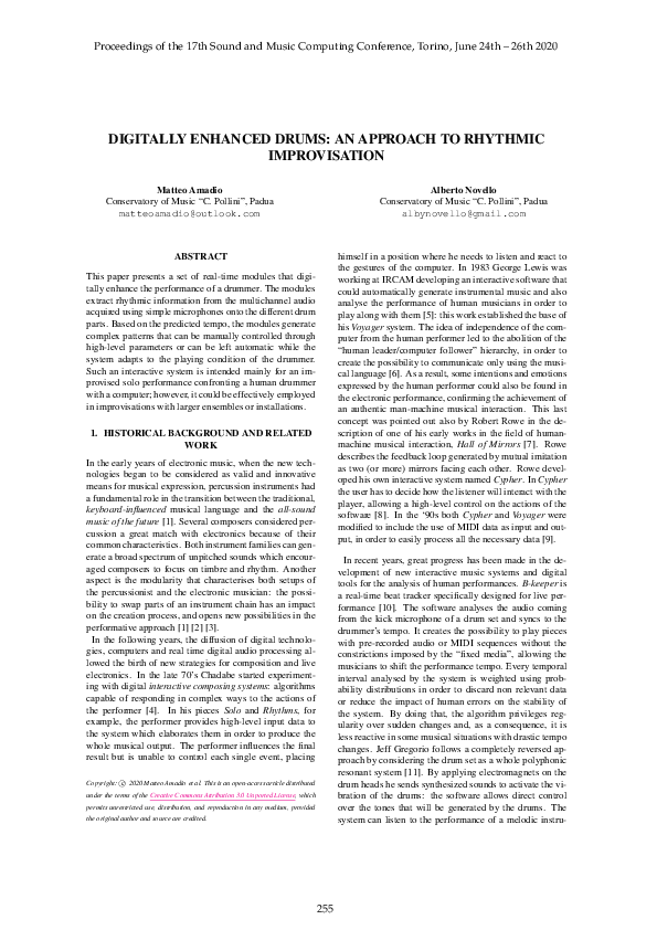 Digitally enhanced drums: An approach to rhythmic improvisation