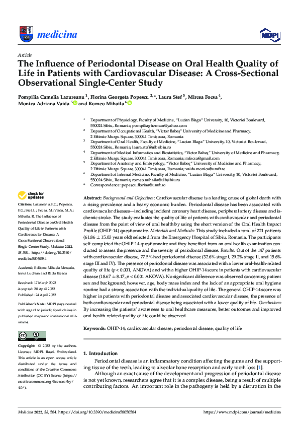 (PDF) The Influence of Periodontal Disease on Oral Health Quality of ...