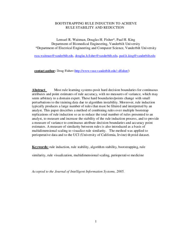 (PDF) Bootstrapping rule induction to achieve rule stability and