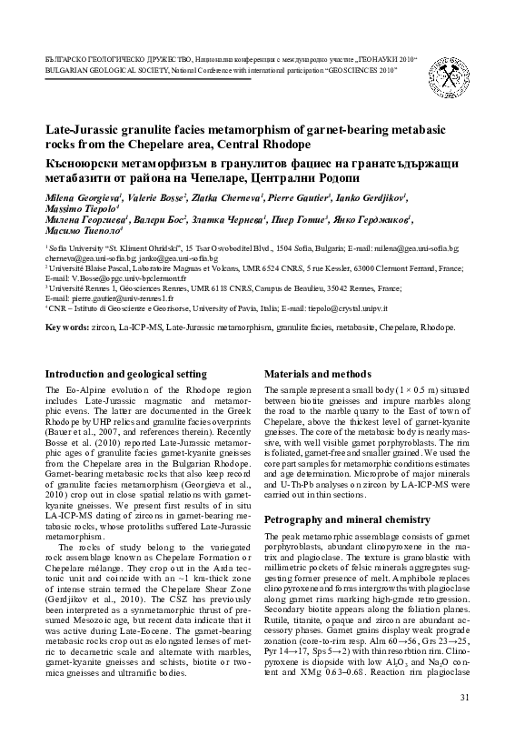 (PDF) Late-Jurassic granulite facies metamorphism of garnet-bearing ...