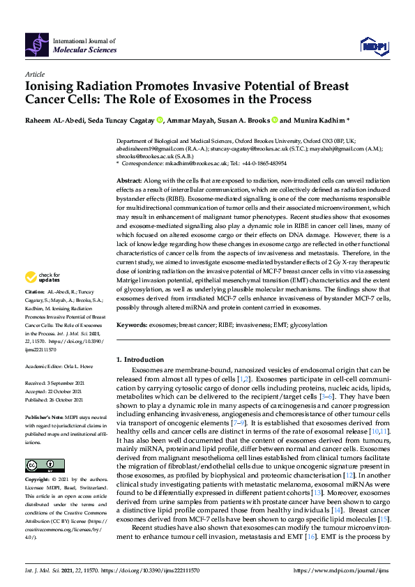 (PDF) Ionising Radiation Promotes Invasive Potential of Breast Cancer ...