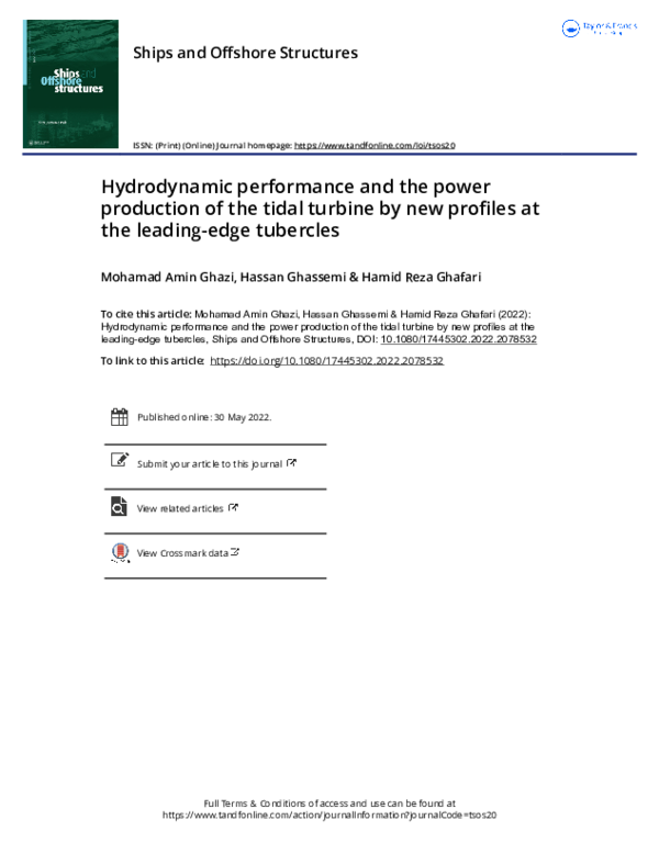 (PDF) Hydrodynamic performance and the power production of the tidal ...