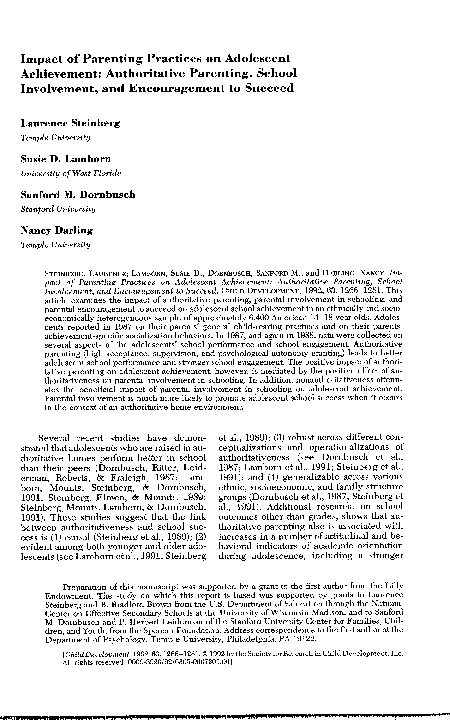 (PDF) Impact of Parenting Practices on Adolescent Achievement ...