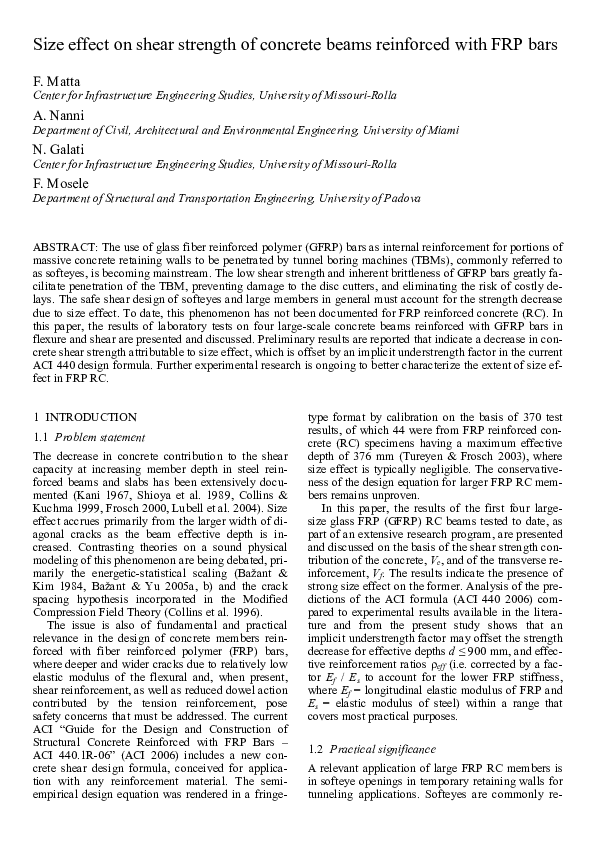 (PDF) Size effect on shear strength of concrete beams reinforced with ...